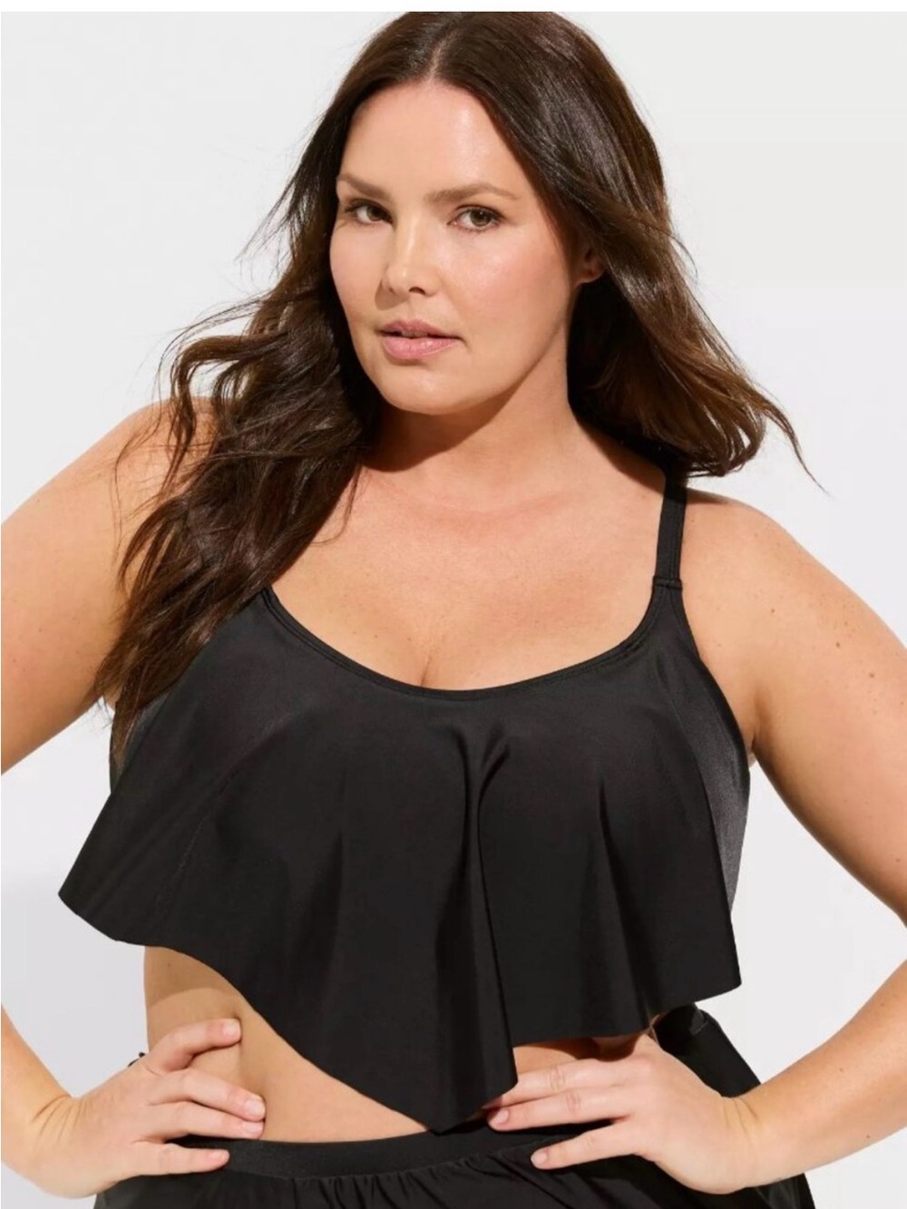 torrid Black Flounce Swim Bikini Top and Swim Skirt Set, size 4